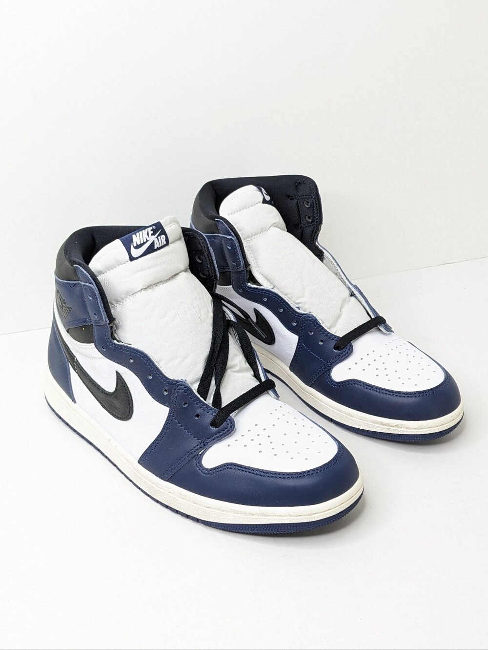 Nike Air Jordan 1 Retro High OG Sneakers Navy White Leather Men's 10.5